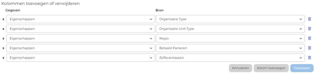 R&R Insights - eigenschappen kolommen toevoegen