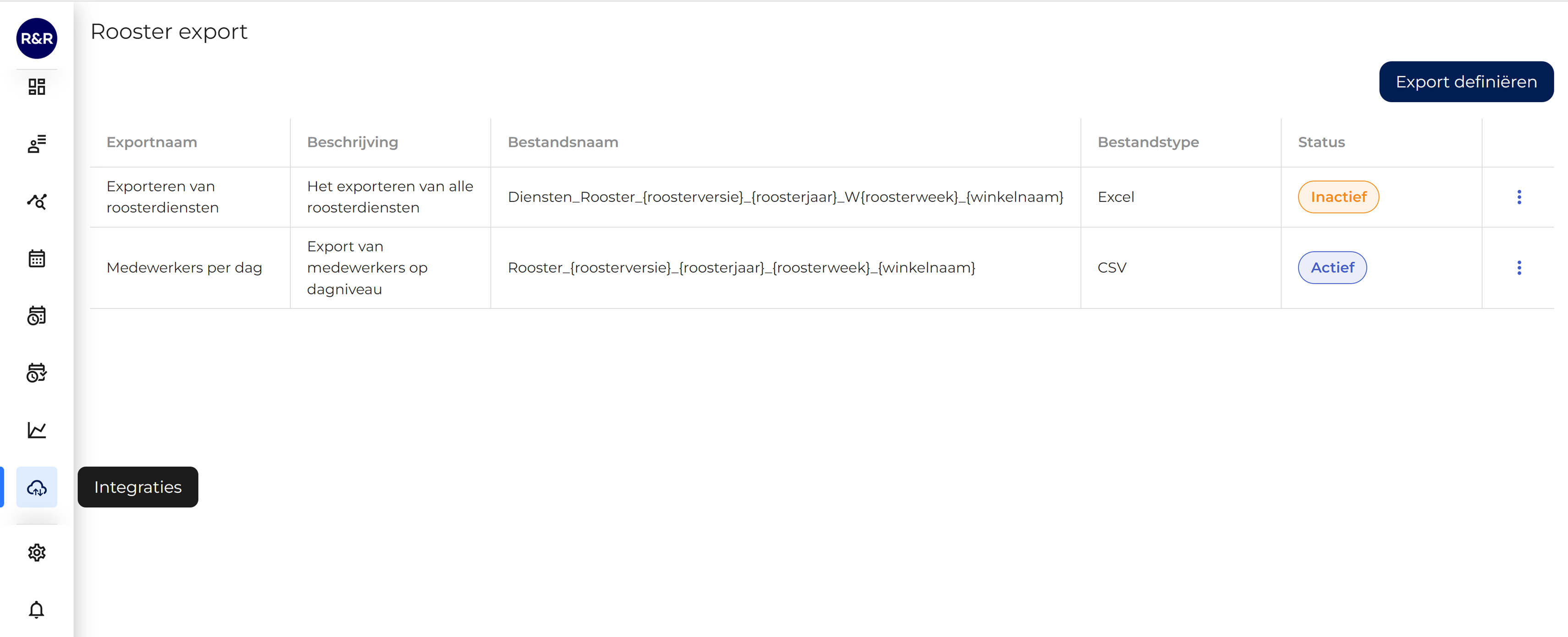 Roosterdata Export R&R